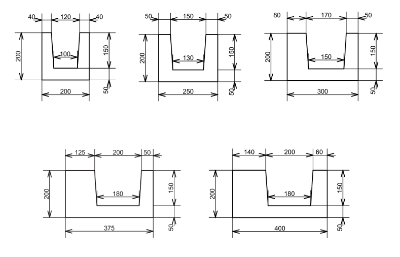 Форма и размеры U-блоков